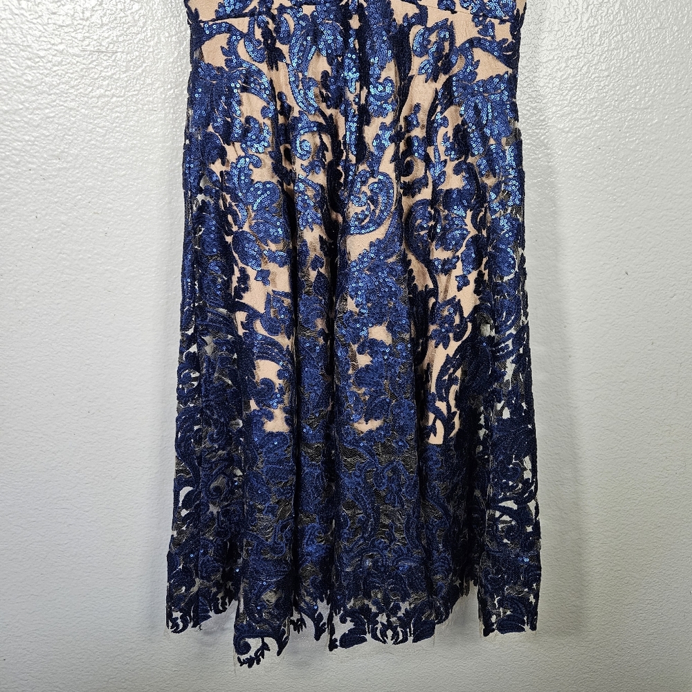 Dress The Population Blair Dress Navy Nude Size L - Picture 9 of 14